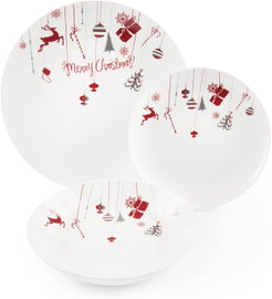 ZASTAWA OBIADOWA ŚWIĄTECZNA PORCELANOWA 18-CZĘŚCIOWA