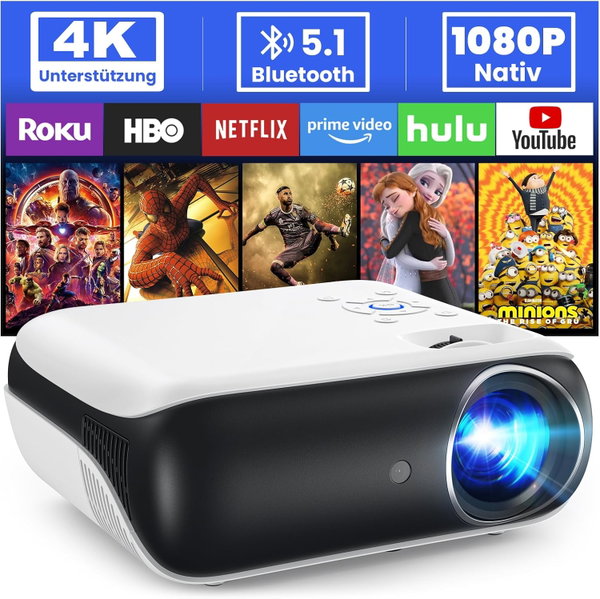 PROJEKTOR FULL HD 1080P 9500 LUMENÓW WI-FI BLUETOOTH 4K MINI KINO DOMOWE