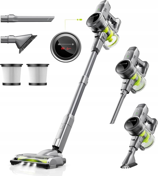ODKURZACZ BEZPRZEWODOWY PIONOWY 26000 PA 6 W 1 LED FILTR HEPA 40 MIN