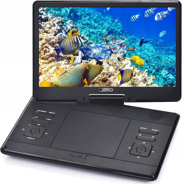 ODTWARZACZ DVD PRZENOŚNY Z EKRANEM 14" OBROTOWY DO SAMOCHODU