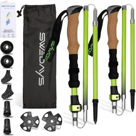 KIJKI TREKKINGOWE SKŁADANE ALUMINIOWE REGULOWANE 115-135 CM