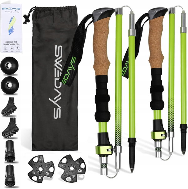KIJKI TREKKINGOWE SKŁADANE ALUMINIOWE REGULOWANE 115-135 CM