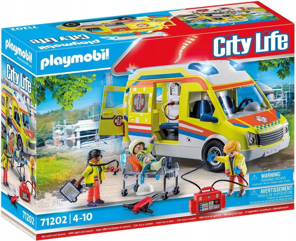KARETKA POGOTOWIA ZE ŚWIATŁEM DŹWIĘKIEM I FIGURKAMI DLA DZIECI OD 4 LAT