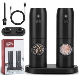 Zestaw młynków do soli, pieprzu, z diodami LED, z regulowanym mechanizmem