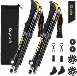 KIJKI TREKKINGOWE SKŁADANE ALUMINIOWE 110-130 CM AMORTYZACJA