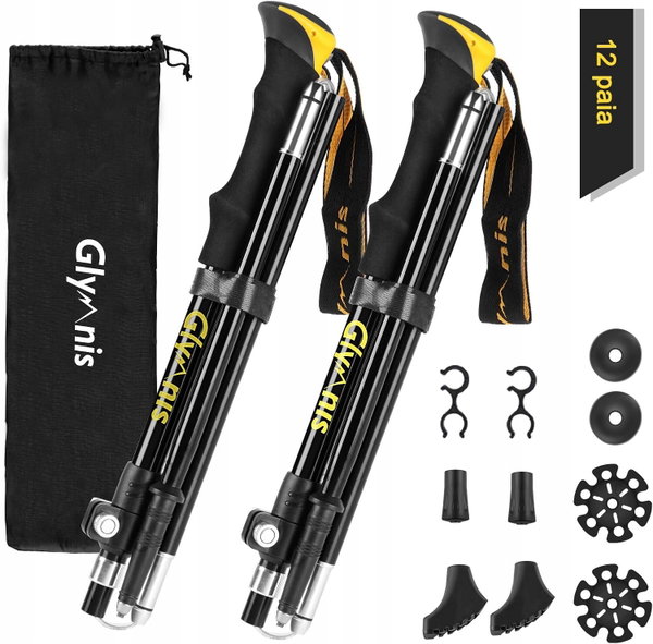 KIJKI TREKKINGOWE SKŁADANE ALUMINIOWE 110-130 CM AMORTYZACJA