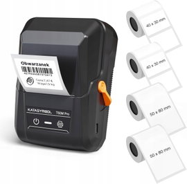 DRUKARKA ETYKIET BLUETOOTH TERMICZNA Z 4 ROLKAMI ETYKIET
