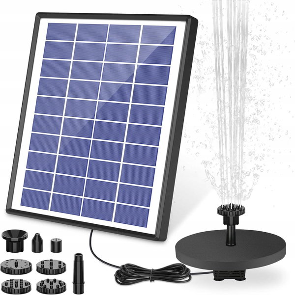 POMPA SOLARNA DO FONTANNY 6,5W 500L/H 6 DYSZ AKUMULATOR