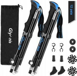 KIJKI TREKKINGOWE ALUMINIOWE REGULOWANE 110-130 CM SKŁADANE