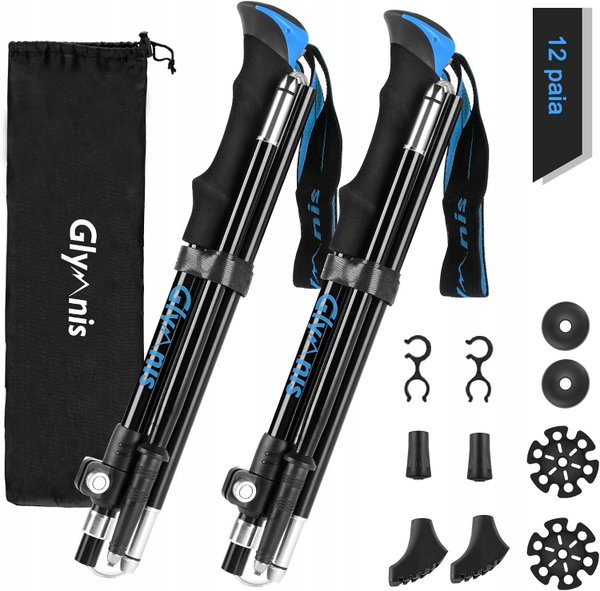 KIJKI TREKKINGOWE ALUMINIOWE REGULOWANE 110-130 CM SKŁADANE