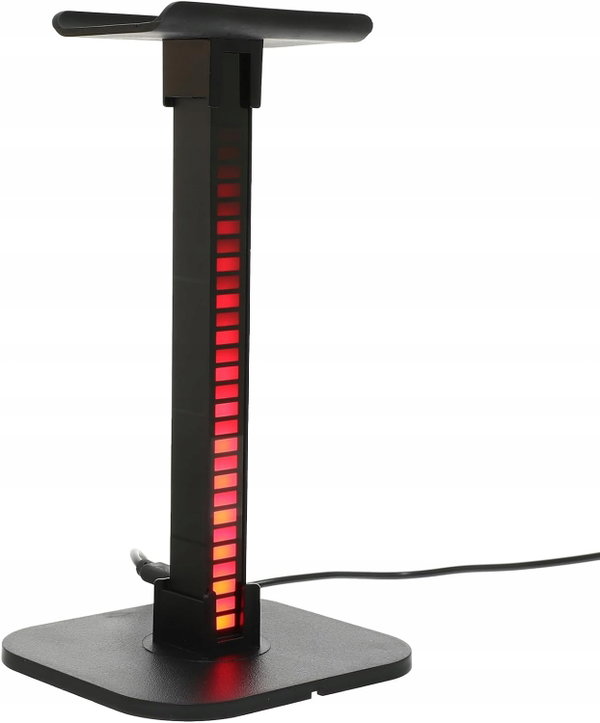 Stojak na słuchawki do gier, podświetlany LED RGB, porty USB-A, kabel 1,5 m