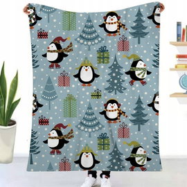 Koc flanelowy z granulowanym wzorem, trwały, ciepły, 125 x 150 cm, khaki