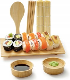 SUSHI ZESTAW DO ROBIENIA BAMBUSOWY 16 ELEMENTÓW DLA POCZĄTKUJĄCYCH