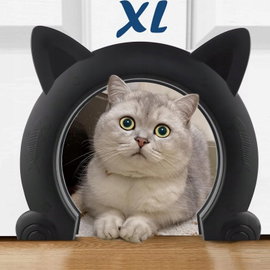 DRZWI WEWNĘTRZNE DLA KOTA XL CZARNE BEZPIECZNE TRWAŁE PRZEJŚCIE DLA PSA