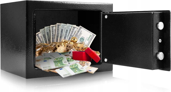 SEJF STALOWY 6,4L NA KLUCZ – CZARNY, DO DOMU I BIURA