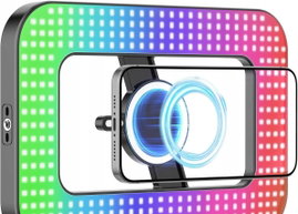 LAMPA PIERŚCIENIOWA RGB MAGNETYCZNA 448 LED STATYW 6000MAH