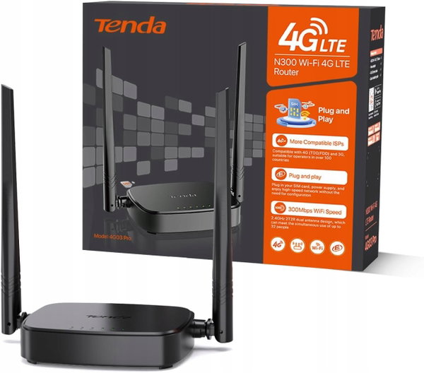 ROUTER 4G LTE NA KARTĘ SIM WIFI N300 ANTENY