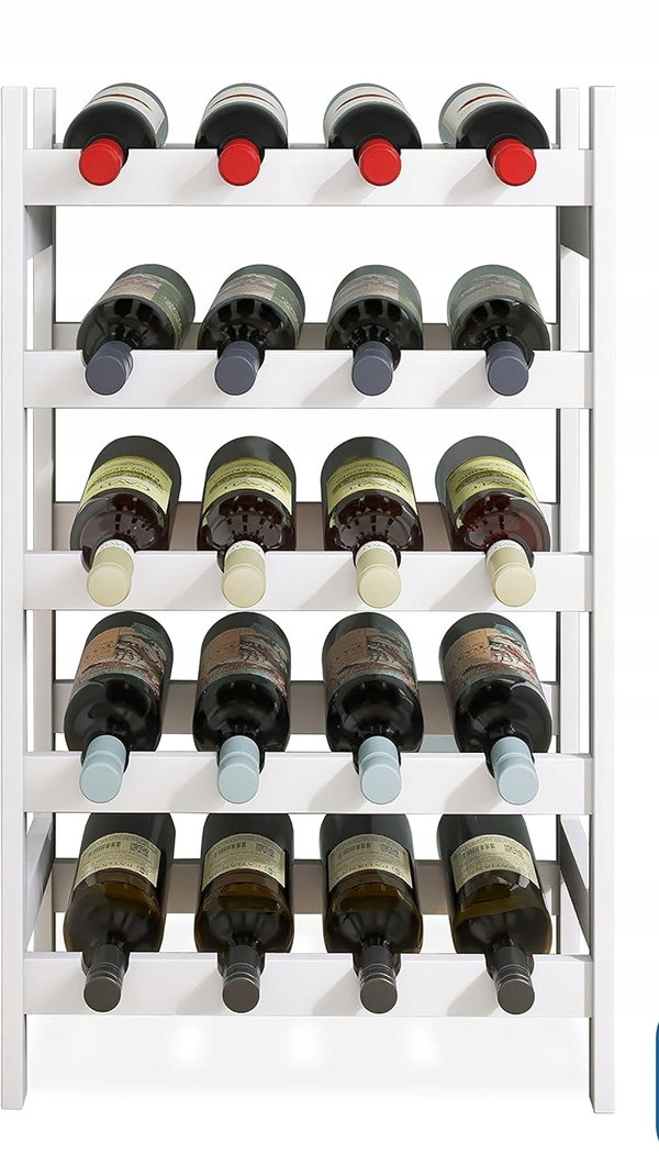 REGAŁ NA WINO BAMBUSOWY 20 BUTELEK 5-POZIOMOWY BIAŁY