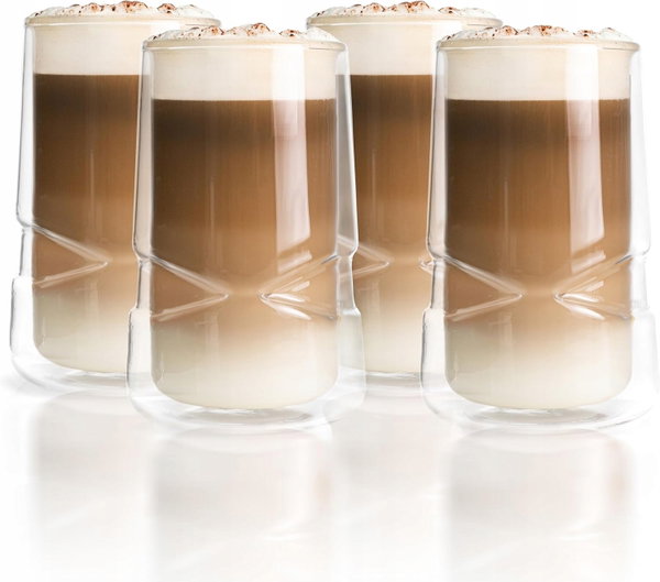 SZKLANKI TERMICZNE DO LATTE 4 ELEMENTY 350 ML PODWÓJNE ŚCIANKI
