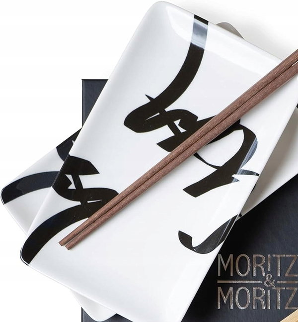 NACZYNIA DO SUSHI JAPOŃSKIE 8 ELEMENTÓW Z PAŁECZKAMI DLA 2 OSÓB