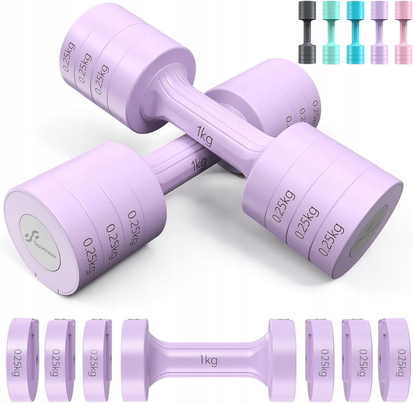 HANTLE REGULOWANE 4W1 5KG PARA FITNESS FIOLET