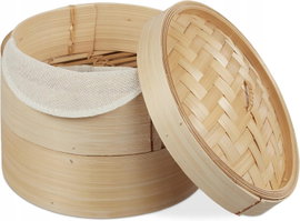 PAROWAR BAMBUSOWY 2-POZIOMOWY Z POKRYWKĄ 20,5 CM