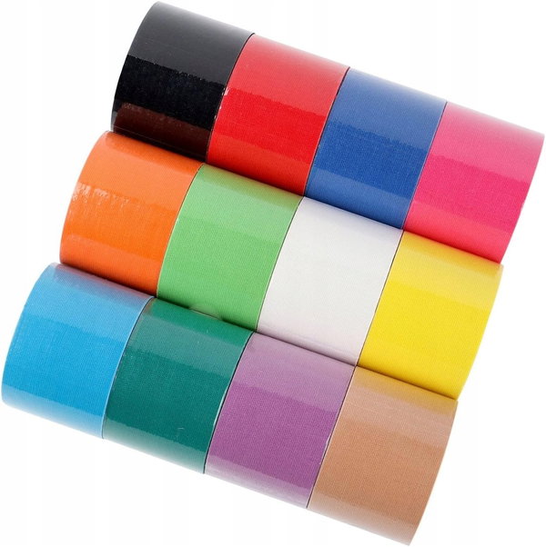 TAŚMA KINEZJOLOGICZNA 12 ROLEK 5M x 5CM KOLORY