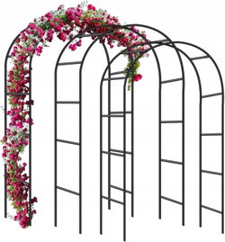 PERGOLA METALOWA 3 SZT. 240 CM ŁUK DO RÓŻ CZARNA