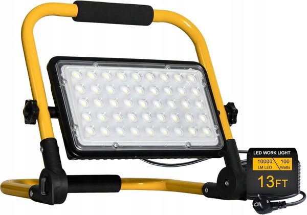 REFLEKTOR BUDOWLANY LED 100W ZE STATYWEM IP66 6500K KABEL 4 M