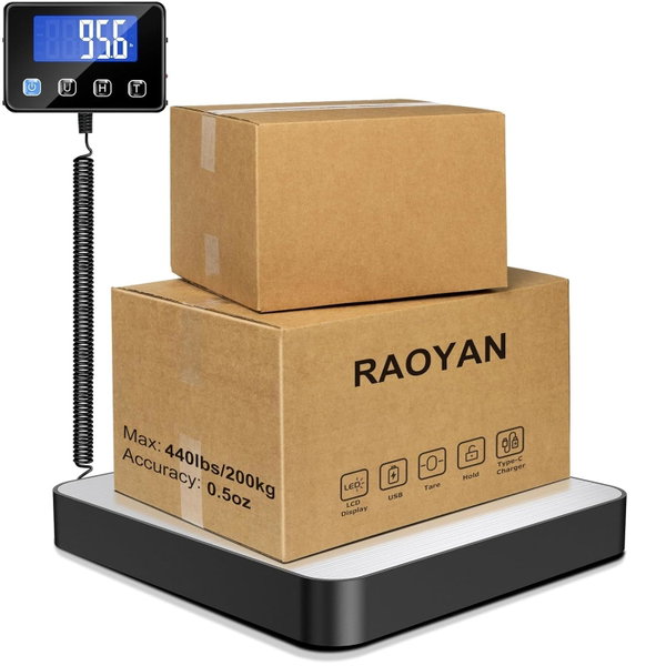 WAGA PACZKOWA 200 KG/10 G, STAL NIERDZEWNA, LCD, TARA/HOLD, 4 JEDN., USB 5V