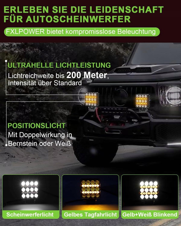 KOMPLET REFLEKTORÓW LED ROBOCZYCH 17W 9–30V IP67 ŚWIATŁO POZYCYJNE 2SZT