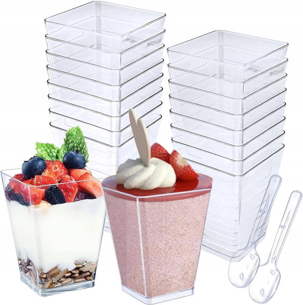 KUBKI DESEROWE Z ŁYŻECZKAMI 150 ML – 25 SZTUK