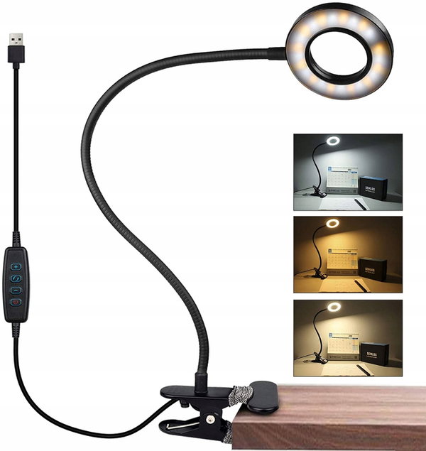 Lampa biurkowa LED na pilot, 10 poziomów jasności 3 kolory