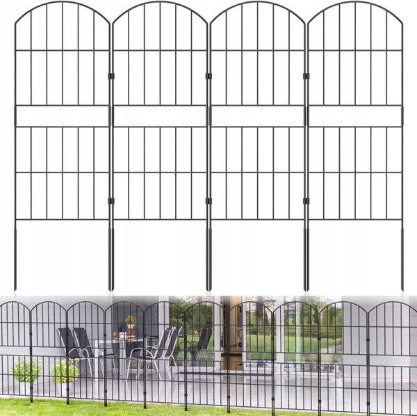 METALOWE OGRODZENIE OGRODOWE 10 PANELI 85 cm CZARNE – BARIERA DLA ZWIERZĄT