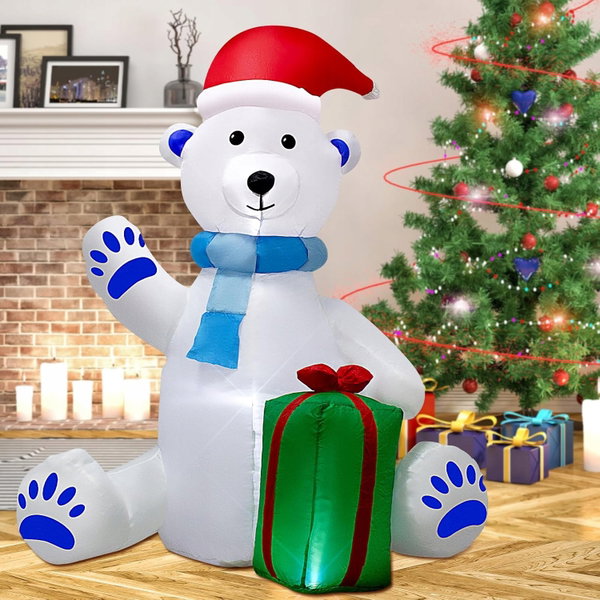 NIEDŹWIEDŹ POLARNY NADMUCHIWANY 150 CM LED DEKORACJA ŚWIĄTECZNA OGRODOWA