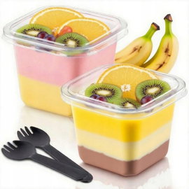 KUBKI DESEROWE Z POKRYWKAMI I ŁYŻECZKAMI 360 ML – 50 SZTUK