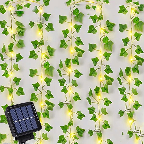 Łańcuch świetlny na zewnątrz, sztuczny bluszcz, 100 diod LED 10 m, 8 trybów