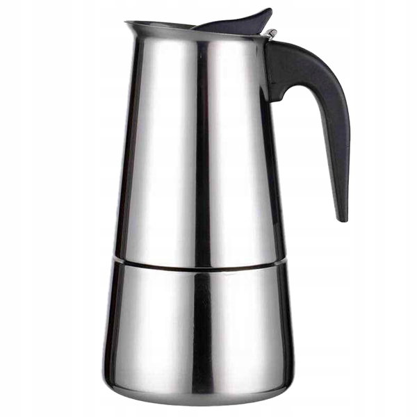 Włoski ekspres do kawy, aluminium, 6 filiżanek - 280 ml, czarny i srebrny