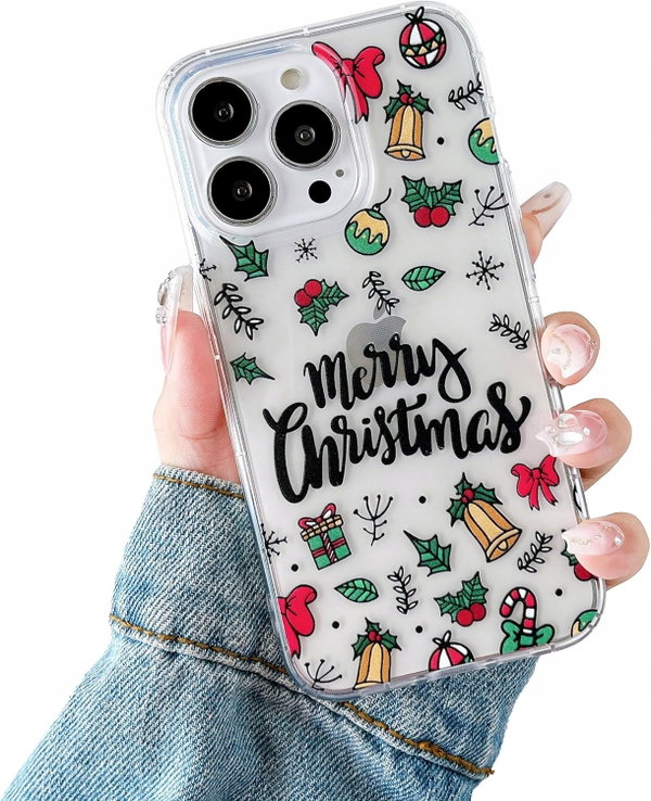 Świąteczne etui, iPhone 14 Plus, przezroczysty, miękki, silikonowy wzór