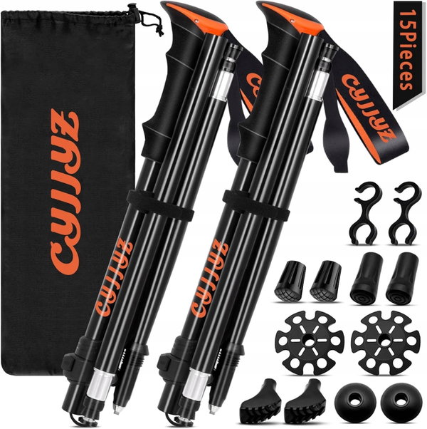 KIJKI TREKKINGOWE SKŁADANE REGULOWANE 108-135 CM 2 SZT
