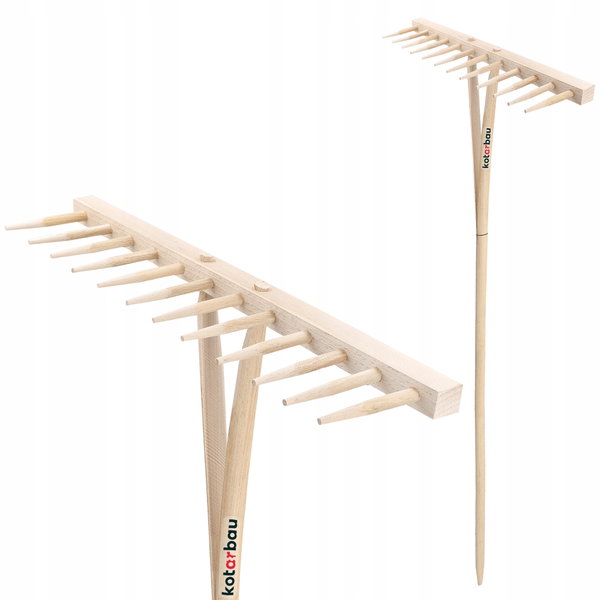 Grabie do liści, wytrzymałe, 180 cm, metalowa grabia ogrodowa z 11 zębami