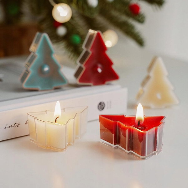 ŚWIECZKI ŚWIĄTECZNE TEALIGHT 24 SZTUKI W KSZTAŁCIE CHOINKI
