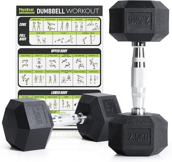 HANTLE SZEŚCIOKĄTNE GUMOWANE 2,5KG PARA TRENING