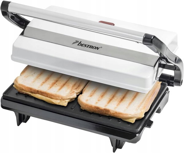 GRILL PANINI 700W BIAŁY KOMPAKTOWY NIEPRZYWIERAJĄCY DO KANAPEK I MIĘSA