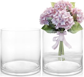 WAZONY SZKLANE CYLINDRYCZNE 20CM 2 SZTUKI PRZEZROCZYSTE