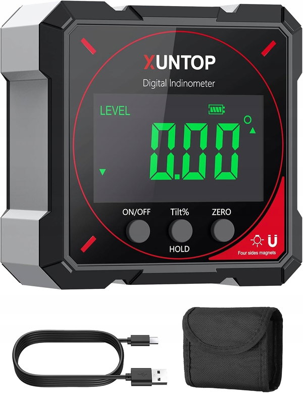 KĄTOMIERZ CYFROWY INKLINOMETR LCD MAGNETYCZNY USB-C