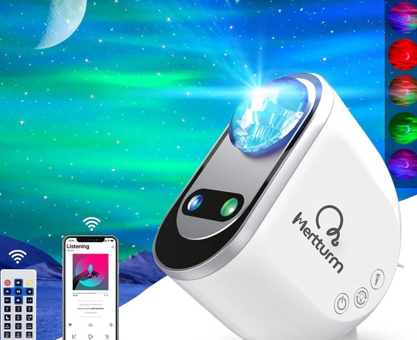 PROJEKTOR GWIAZD LED LAMPKA NOCNA BLUETOOTH PILOT KSIĘŻYC