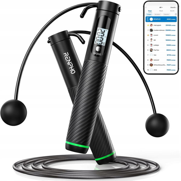 SKAKANKA TRENINGOWA Z LICZNIKIEM LCD BEZPRZEWODOWA FITNESS