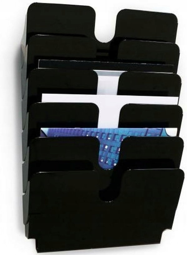 POJEMNIKI NA DOKUMENTY A4 6 SZT FLEXIPLUS POZIOME ŚCIENNE ORGANIZER CZARNY
