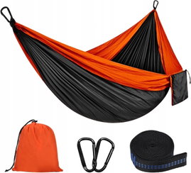 HAMAK KEMPINGOWY 300X200 CM – NOŚNOŚĆ 300 KG, PODWÓJNY NYLON SPADOCHRONOWY